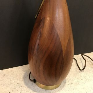 Vintage Mid Century Modern Solid Wood And Brass Table Lamp 7