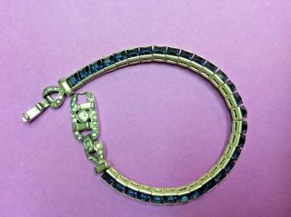 Rare Crown Trifari Alfred Philippe Sapphire Rhinestone Bracelet - W/tlc