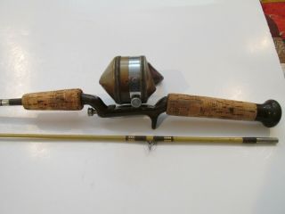 Vintage Zebco Spinner 33 & 6100 Rod.  Plastic Spinner Head,  Fishing Reel & Rod