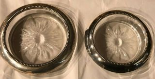 6 Frank M.  Whiting Sterling Silver And Glass Coasters (4) 4 1/4 