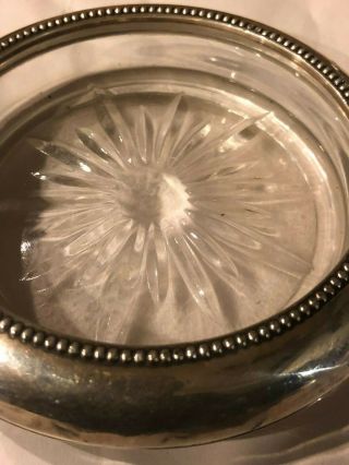 6 Frank M.  Whiting Sterling Silver And Glass Coasters (4) 4 1/4 