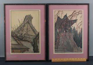 Vintage Pr Toshi Yoshida Japenese Woodblock Prints,  Heirinji Temple,  White Plums