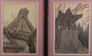 Vintage Pr Toshi Yoshida Japenese Woodblock Prints,  Heirinji Temple,  White Plums 2