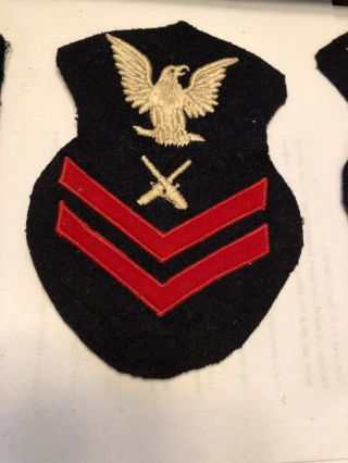 UNITED STATES NAVY PATCHES MACHINIST ' S MATE GUNNER ' S MATE & QUARTERMASTER 4