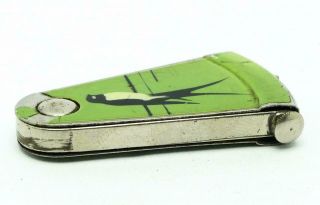 Vintage JMCO IMCO 3400 Klips Green Enamel Swing Out Purse Lighter 3