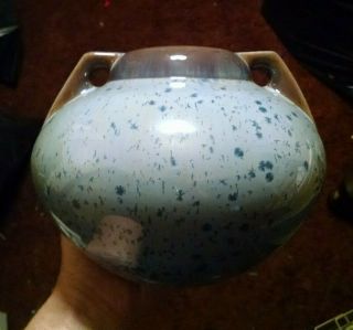 Vintage Fulper Double Handled Light Blue Speckle Art Pottery Urn 12 " X 9 " Tall