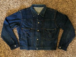 Vintage 50s Ward Powerhouse 101 Double Pleated Rivets Denim Workwear Jacket