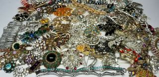 5 Pounds Vintage Broken Rhinestone Jewelry Parts Repair Crafts Jewelry Making