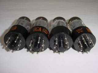 4 Vintage NOS 1960 ' s RCA 7408 6V6GT 6V6 Grey Plate Matched Amplifier Tube Quad 8