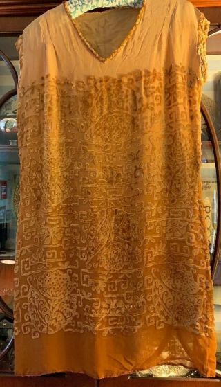 True Vintage 1920’s French Silk Cut Velvet Dress - Size M