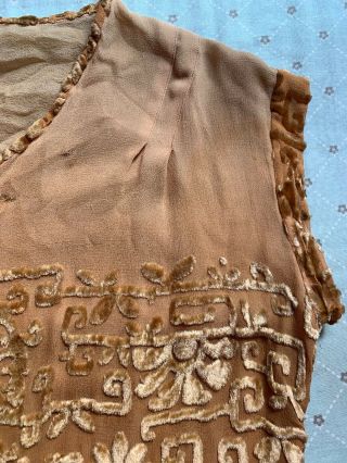 True Vintage 1920’s French Silk Cut Velvet Dress - Size M 7