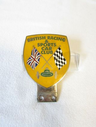 Vintage Chrome Enamel Brscc British Racing Sports Car Club Car Badge