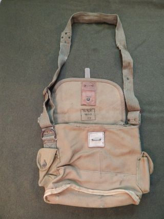 Wwii / Ww2 French Army? Shoulder Bag,  D.  S.  C.  1940,  Khaki Canvas & Shoulder Strap