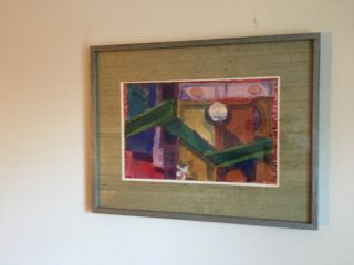 Vintage Mid - Century Abstract Expressionist Painting 1960 