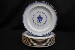 12 Pc.  Vintage Copeland Spode Stone Blue Urn 10 " Dinner Plates Y5930