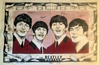 The Beatles Vintage 1964 Irish Linen Tea Towel,  Fab