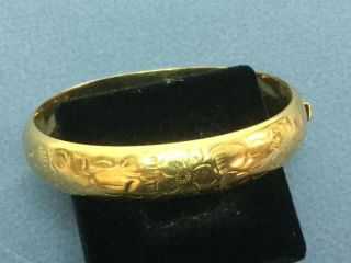 Vintage Victorian Marathon 14k Gold Filled Hinged Bangle Bracelet