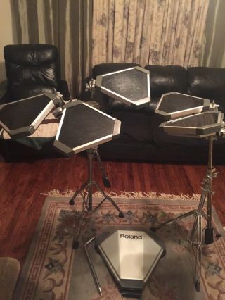Vintage Roland 6 piece Electronic Drum Pads & Stand 8