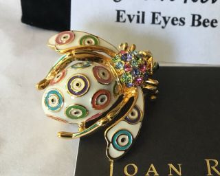 Joan Rivers Evil Eyes Bee Pin Brooch Box & Paperwork