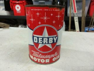 Vintage Qt Derby Refining Triumph Motor Oil Can Colorado Gas Wichita Kansas Ks