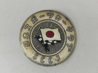 Heavy Vintage Enamel Sccj Sport Car Club Of Japan Car Badge Auto Emblem