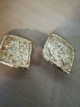 Givency Ladies Designer Clip On Large Gold Earrings 1980s/ 1990s