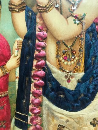 Extraordinary Vintage Poster from India,  Hand Beaded and Sequin ' d and 9