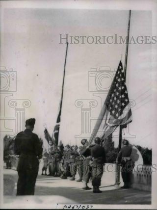 1942 Press Photo American Flag Raised With Union Jack In Algeria
