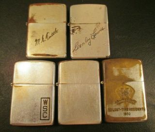 Vintage Zippo Lighters (5) All 1949,  Pat 2032695,  All Work Fine