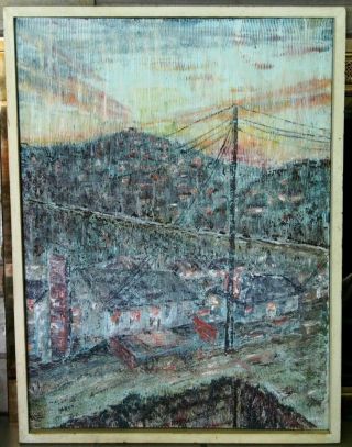 Vintage Mid - Century Modern Abstract Oil Painting