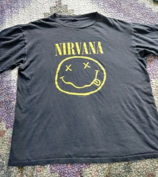 Vintage 90s Nirvana Shirt Kurt Cobain Grunge Xl Tee Pearl Jam Streetwear Metal