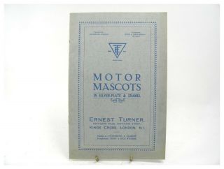 Vintage Printed Brochure Motor Mascots In Silver Plate & Enamel Ernest Turner