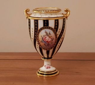 Very Rare Royal Crown Derby - " Twin Handled Flower Vase " - 1st Quality - C.  1900.