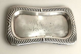 Antique Edwardian Sterling Silver Tip Card Tray Plate Embossed Design