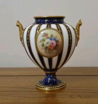Very Rare Royal Crown Derby - Twin Handled Flower Vase - C.  1899 -.