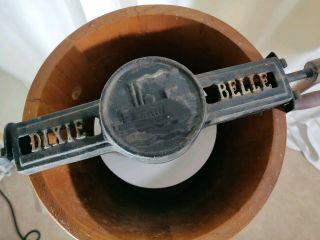 Vintage Dixie Belle Ice Cream Maker Vintage Hand Crank Cedar Cast Iron 2