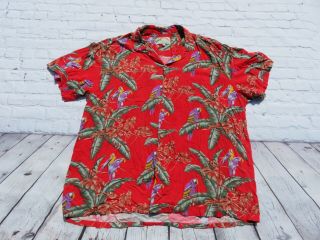 Vtg Mens Paradise Found Red Magnum Pi Tom Selleck Button Hawaiian Shirt 2xl Xxl