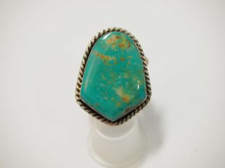 Ladies Navajo Turquoise Ring Size 9 Sterling Silver
