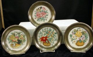 Rare Limited Edition V.  Tiziano Four Seasons Plates In Sterling Silver Frames