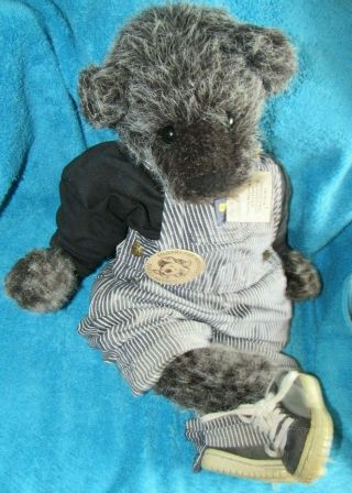 Vintage Rare 24 " Ooak Teddy Bear Sammie Joe Black Gray Doll Artist Sugerloaf Mt