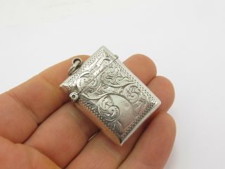 Antique Ornate Chester Sterling Silver Vesta Case Match Safe