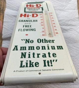Hi - D Fertilizer Vintage Advertising Sign Thermometer Tin Metal Graphics Farm NOS 5