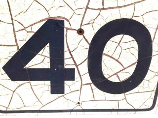 Antique Vintage OLD Heavy Wood Country Road Sign Speed Limit 40 Patina Galore 2