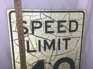 Antique Vintage OLD Heavy Wood Country Road Sign Speed Limit 40 Patina Galore 5