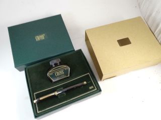 Vintage Cross Fountain Pen Germany Usa Black Gold Barrel Nib 586c Onyx Ink