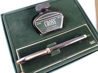 Vintage Cross Fountain Pen Germany USA Black Gold Barrel NIB 586C Onyx Ink 2