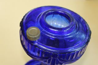 Vintage Blue Glass Lincoln Drape Aladdin Oil Lamp 2