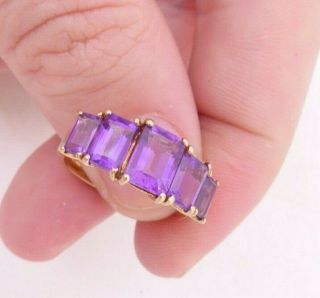 9ct Gold Five Stone Amethyst Ring,  9k 375