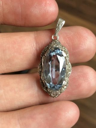 Pretty Vintage Solid Silver Gem Set Pendant