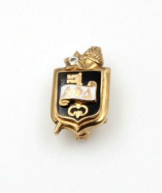 Vintage 14k Gold Diamond And Enamel Yale Alpha Phi Delta Fraternity Pin 5830 - 3